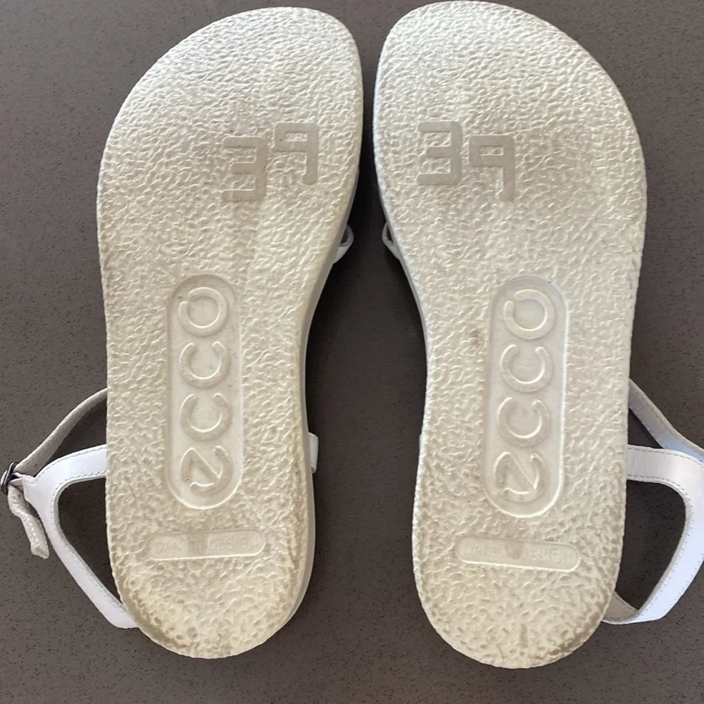 Ecco White Corkspere Sandal sz 39 - Picture 4 of 8